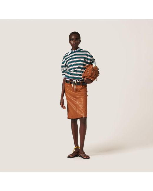 スカート MIU MIU Leather Skirt Vintage Miu Miu Leather Midi Skirt - Etsy