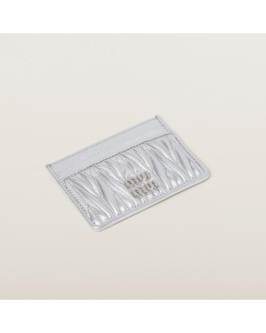 Miu Miu White Matelassé Nappa Leather Card Holder