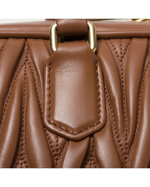 Miu Miu Brown Arcadie Matelassé Nappa Leather Bag