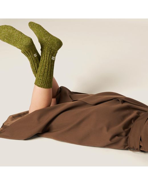 Miu Miu Green Wool And Cashmere Socks