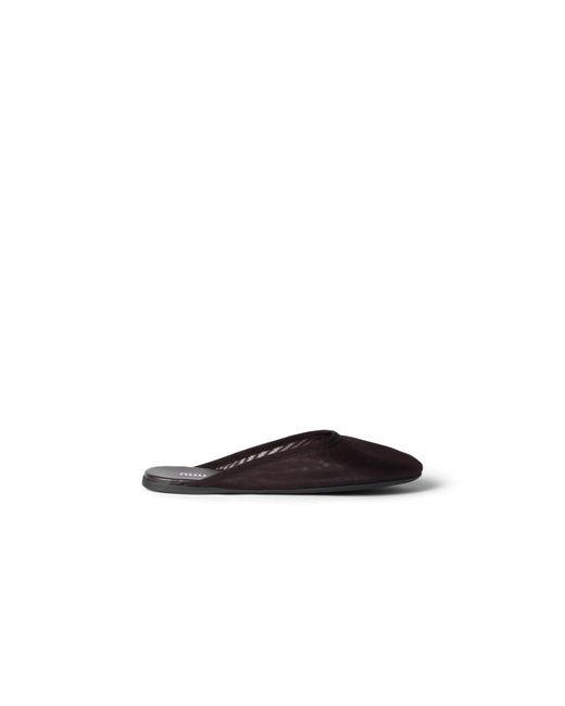 Miu Miu Brown Mesh Fabric Slippers