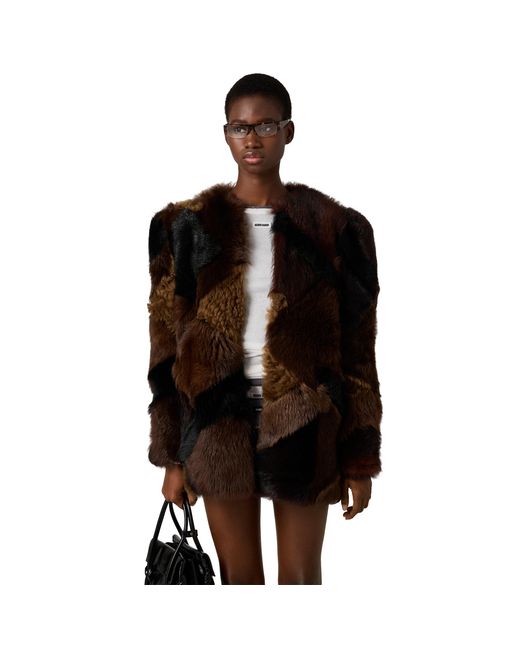 Miu Miu Black Shearling Patchwork Caban Jacket