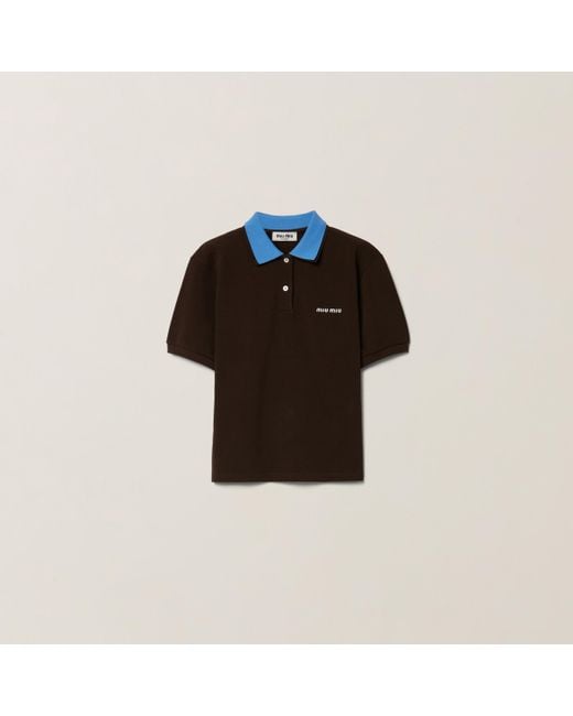 Miu Miu Black Cotton Piqué Polo Shirt