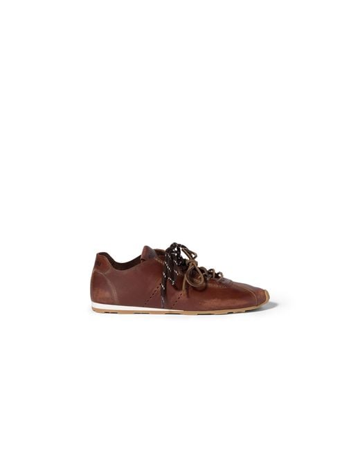 Miu Miu Brown Plume Leather Sneakers