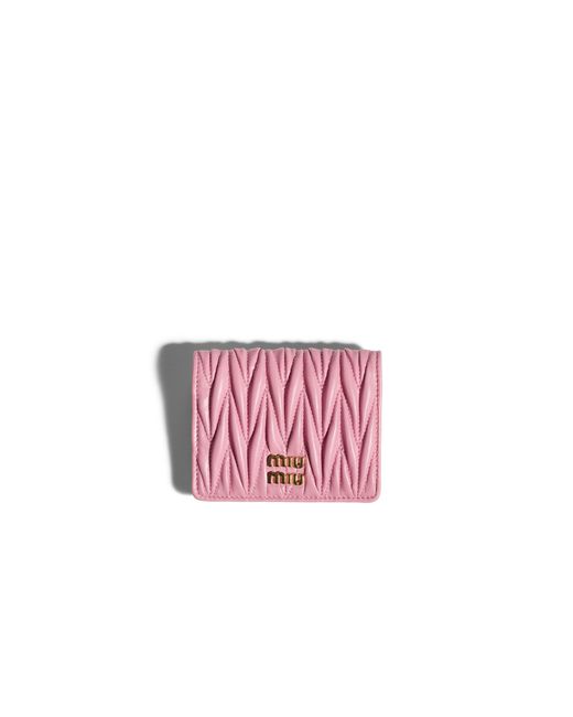 Miu Miu Red Small Matelassé Nappa Leather Wallet