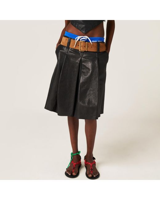 Miu Miu Black Nappa Leather Skirt