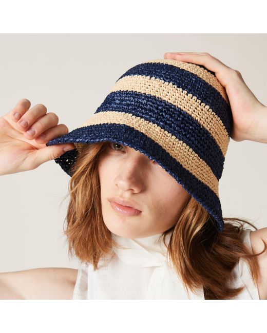 Miu Miu Blue Woven Fabric Hat