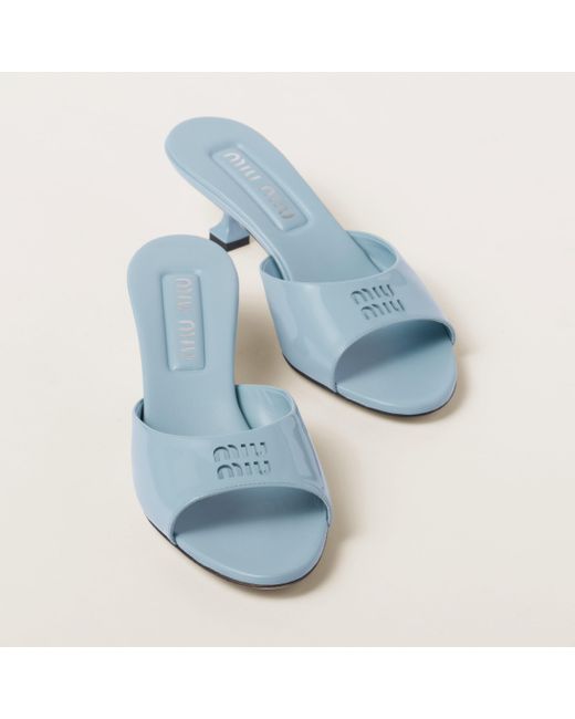Miu Miu Blue Patent Leather Sandals