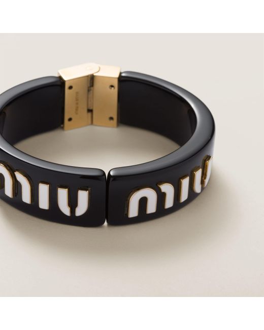 Miu Miu Black Plexiglas And Metal Bracelet