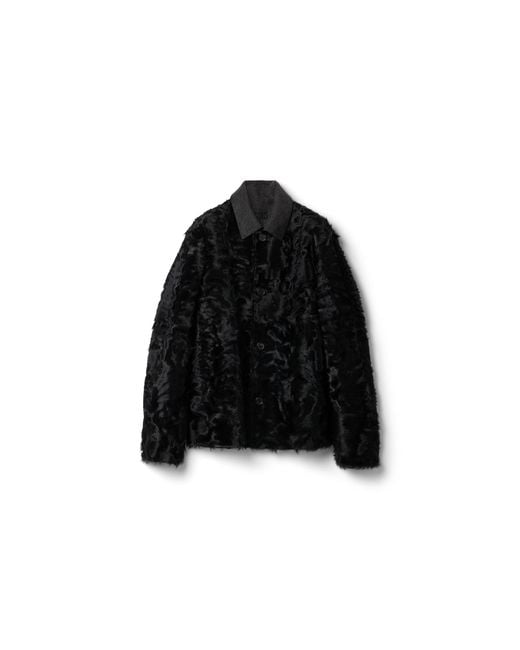 Miu Miu Black Reversible Single-Breasted Wool And Chekiang Fur Coat