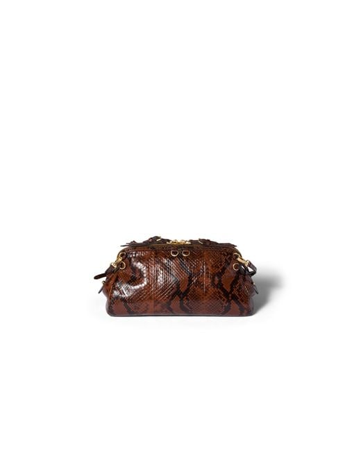 Miu Miu Brown Caprice Python-Print Ayers Leather Clutch