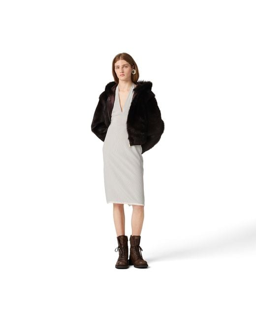Miu Miu Black Shearling Hoodie Jacket