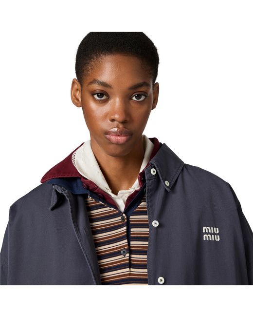 Miu Miu Blue Old Poplin Blouson Jacket