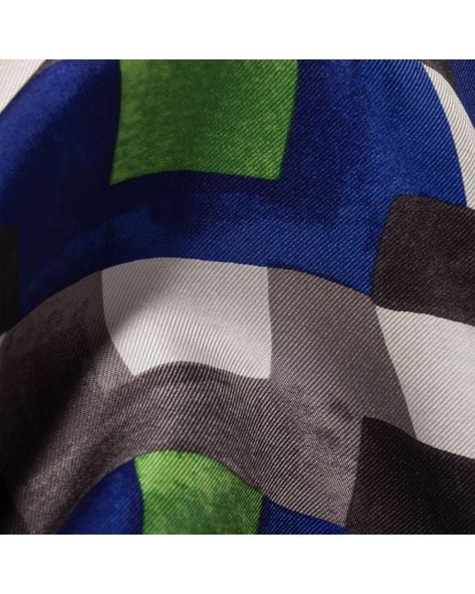 Miu Miu Blue Printed Silk Scarf