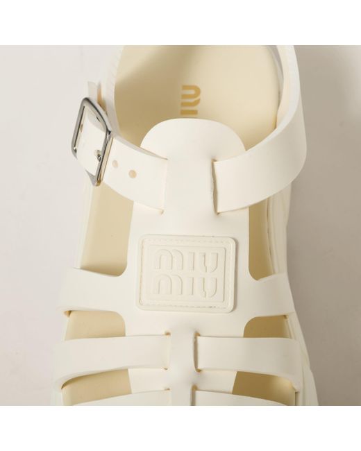 Miu Miu White Eva Platform Cage Sandals