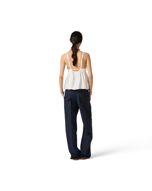 Miu Miu White Slubbed Eyelet Poplin Top