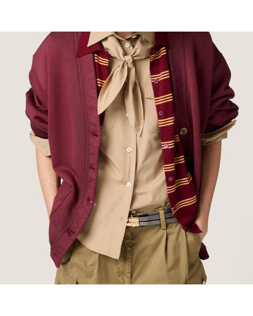 Miu Miu Red Garment-Dyed Cotton Fleece Cardigan