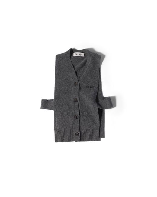 Miu Miu Gray Cashmere Cardigan Vest
