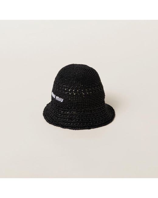 Miu Miu Black Woven Fabric Hat
