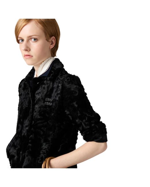 Miu Miu Black Chekiang Lambskin Coat