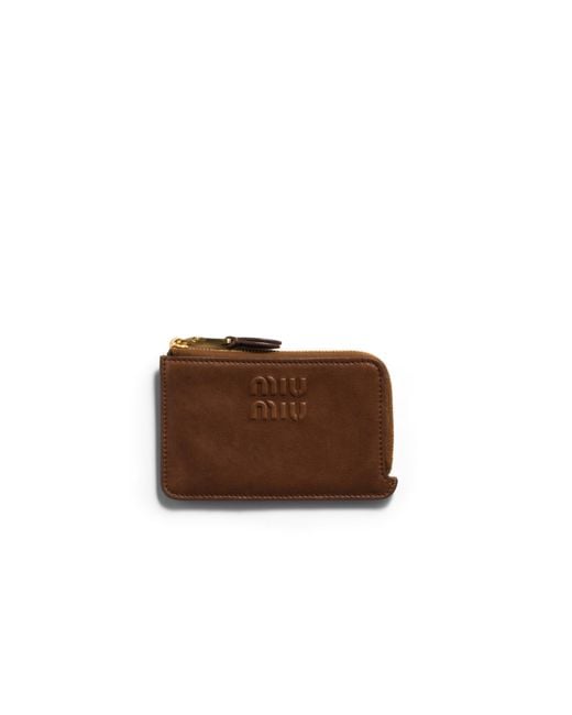 Miu Miu Brown Nappa Leather Envelope Card Holder