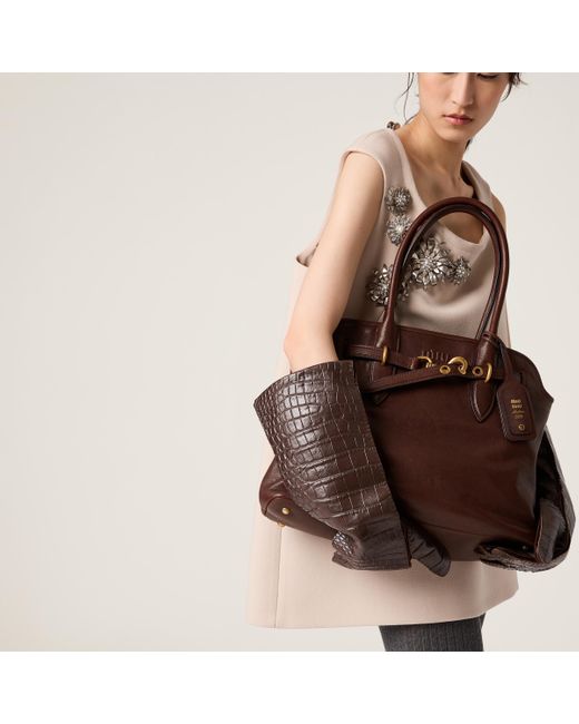Miu Miu Aventure Nappa Leather Bag in Brown | Lyst