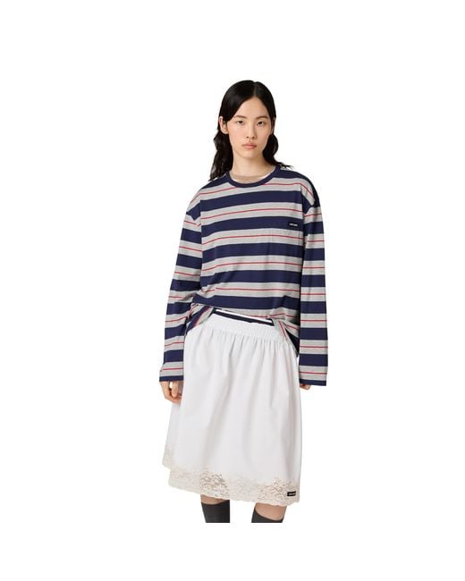 Miu Miu Blue Striped Jersey T-Shirt