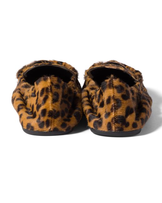 Miu Miu Brown Ruches Printed Leather Loafers