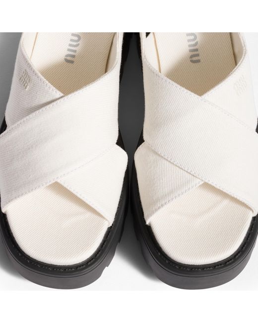 Miu Miu White Gabardine Sandals
