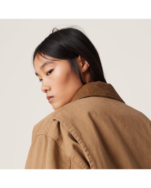 Miu Miu Natural Garment-Dyed Gabardine Blouson Jacket