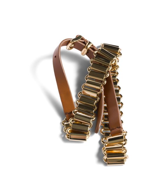 Miu Miu Metallic Metal And Leather Necklace