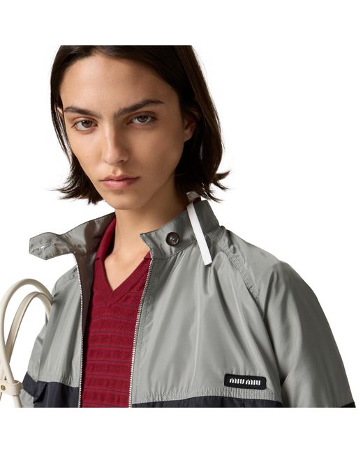 Miu Miu Gray Technical Silk Blouson Jacket