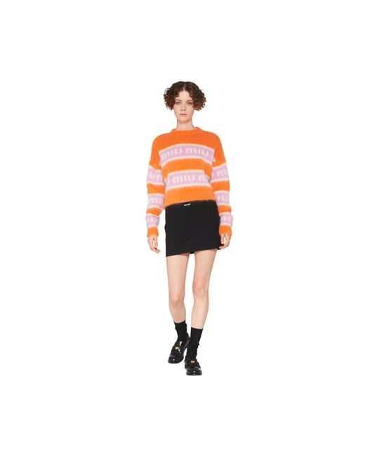Miu Miu Orange Crew-neck Mohair Sweater