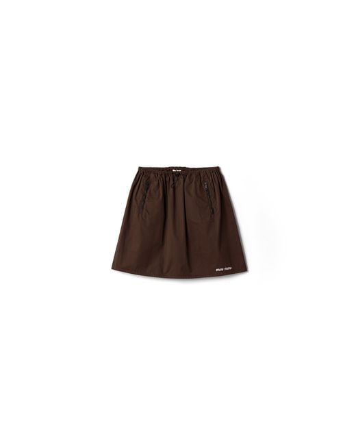 Miu Miu Brown Washed Gabardine Skirt
