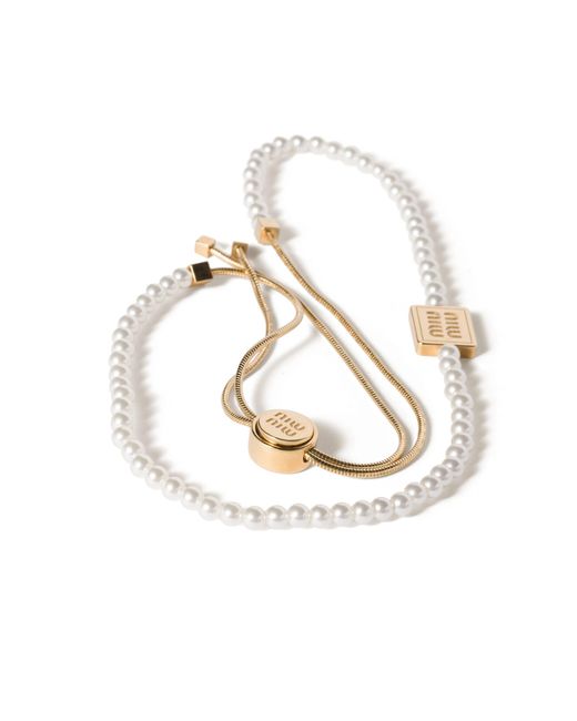 Miu Miu Metallic Pearl And Metal Choker