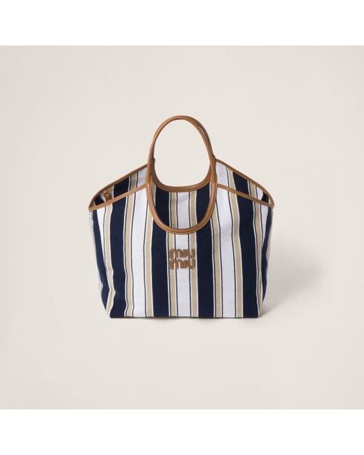 Miu Miu Blue Ivy Canneté Fabric Bag