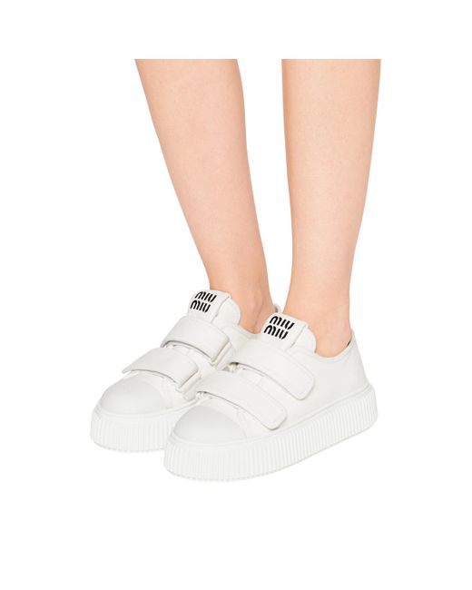 Miu Miu White Denim Sneakers