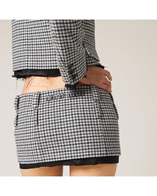 Miu Miu Gray Houndstooth Check Miniskirt