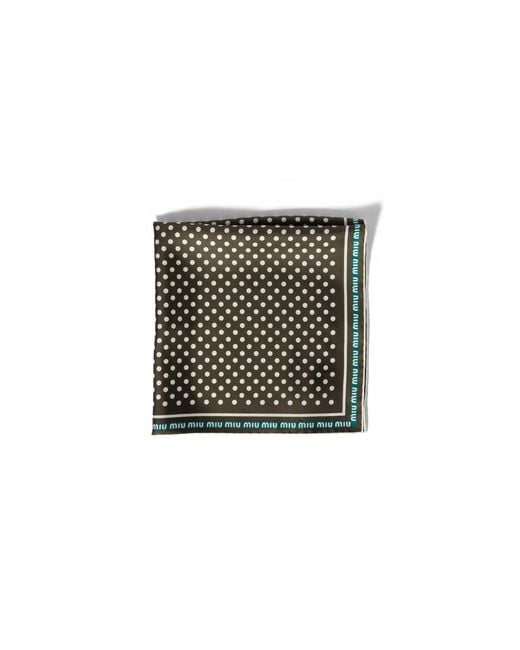 Miu Miu Gray Printed Twill Scarf