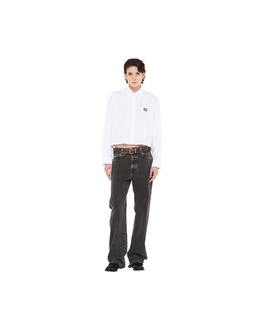 Miu Miu White Cropped Poplin Shirt