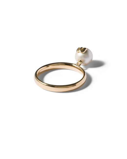 Miu Miu Metallic Metal And Pearl Ring