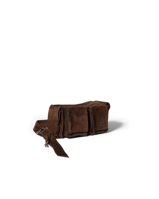 Miu Miu Brown Utilitaire Suede Shoulder Bag