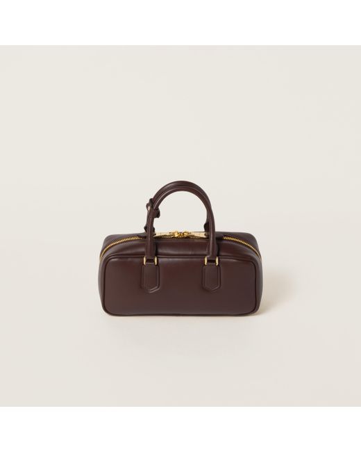 Miu Miu Arcadie Leather Bag in Brown | Lyst