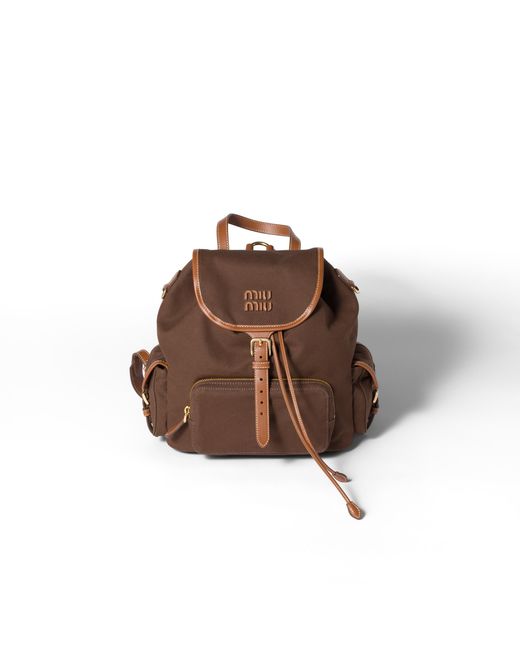 Miu Miu Brown Canvas And Leather Backpack