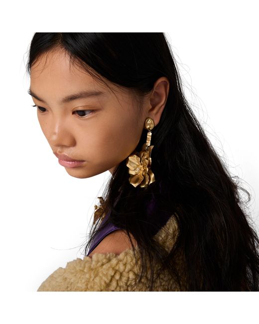 Miu Miu Metallic Metal Earrings With Crystals