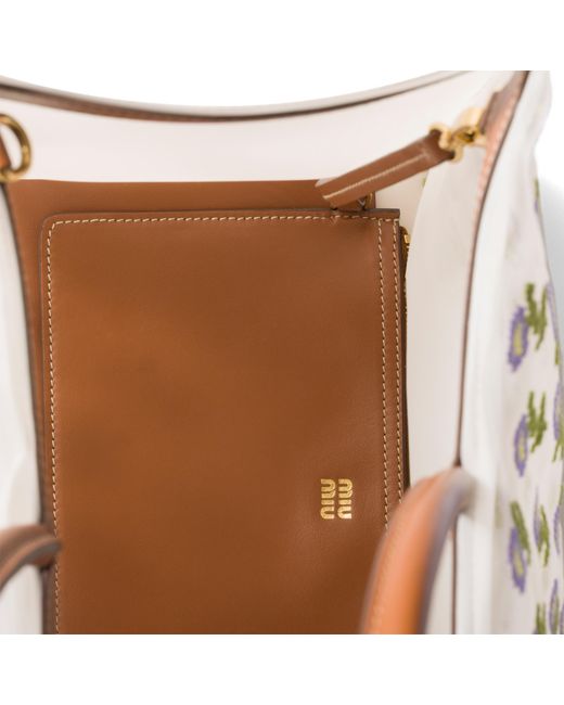 Miu Miu White Embroidered Mesh Shopping Bag