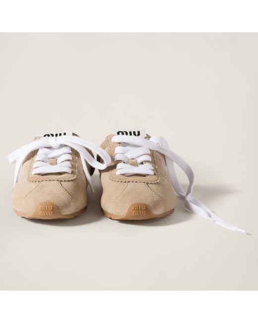 Miu Miu Natural Plume Suede Mules