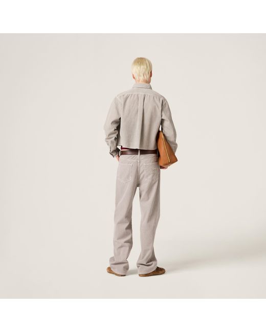 Miu Miu Gray Garment-Dyed Corduroy Shirt
