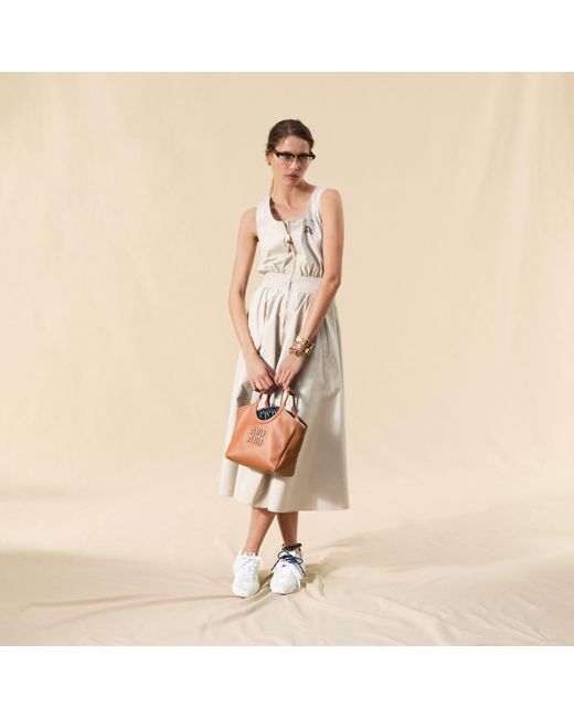 MiuMiu Panama cotton dress ミュウミュウ ドレス ワンピース Limestone Panama Cotton Dress | Miu Miu