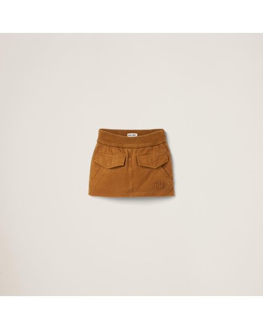 Miu Miu Brown Garment-Dyed Gabardine Miniskirt